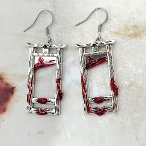 Halloween partgothic jewelery 
Bloody guillotine Silver and RedDangle Earrings